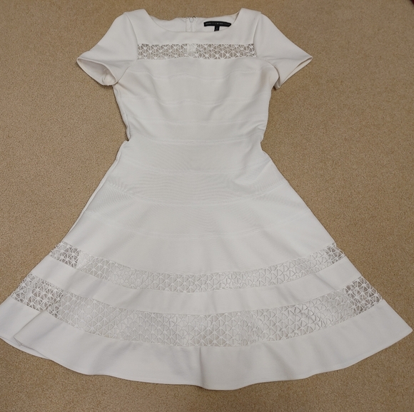 WHBM Banded White Fit-and-Flare Dress - Ecru - Size 2 - Picture 4 of 7